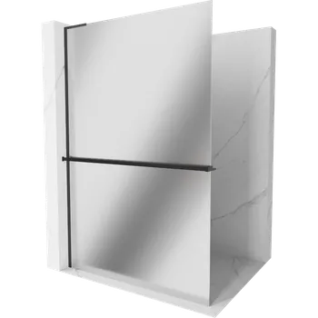 Mexen Kioto+ L sprchová stěna s poličkou Walk-in 90 x 200 cm, zrcadlová, černá - 800-090-123-70-50 Sprchové stěny