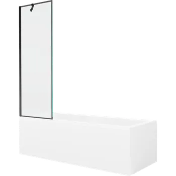 Vana Mexen Cubik obdélníková vana 170 x 70 cm s krytem a jedním křídlovým zástěnným panelem 60 cm, černý vzor - 550317070X9506007070 Vany se zástěnou