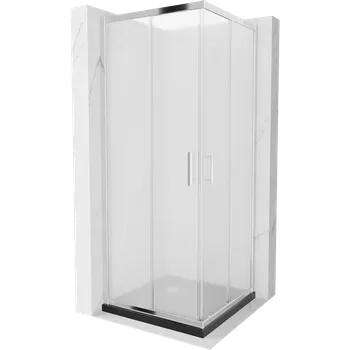 Mexen Rio čtvercová sprchová kabina 90 x 90 cm, mlha, chrom + sprchová vanička Flat, černá - 860-090-090-01-30-4070 Sprchové kouty s vaničkou