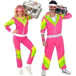 Retro šusťáková souprava 80's růžovo-zelená Velikost: M
