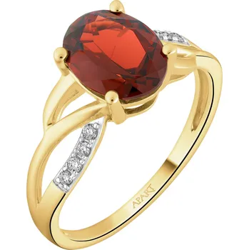 Prsten Zlatý prsten s brilianty a granátem - ryzost 585 - 103.852