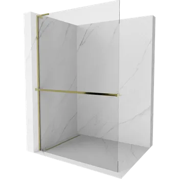 Mexen Kioto+ L sprchová stěna s policí Walk-in 105 x 200 cm, transparentní, zlatá - 800-105-123-50-00 Sprchové stěny