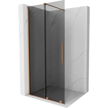 Mexen Velar posuvná sprchová stěna Walk-in 85 x 200 cm, grafit 8 mm, kartáčovaná měď - 871-085-000-43-65 Sprchové stěny