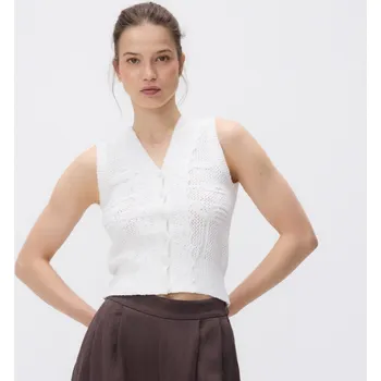 Dámské sako Reserved - Ažurová vesta - bílá - 191HE-00X - 191HE-00X-L