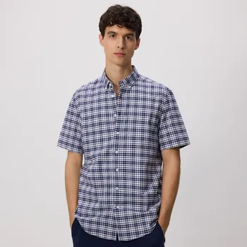 Pánská košile Reserved - Kostkovaná košile regular fit - tmavomodrá - 037EH-59P - 037EH-59P-L