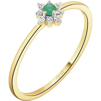 Prsten Zlatý prsten s diamanty a smaragdem - ryzost 585 - 181.365