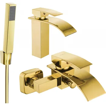 Vodovodní baterie Mexen Aries R77 vanová sada, zlatá - 744803R77-50 Bateriové soupravy