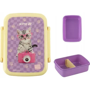 Svačinový box SVAČINOVÝ BOX S PŘEHRÁDKAMI DO ŠKOLY 420ml STUDIO PETS KOČKA KITE