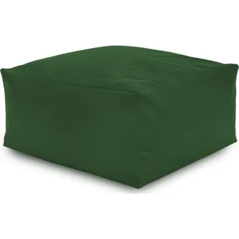 Taburet Plyšová taburetka kostka tmavě zelená