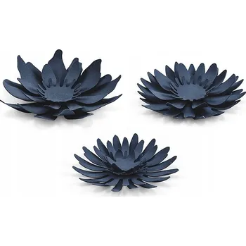 Obraz Tmavě modré papírové dekorace - květy, 3 ks