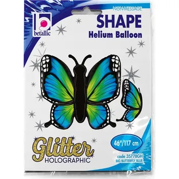 Balónek Fóliový balónek Grabo 46'' (117 cm) - Zářivý motýl / Holografický motýl