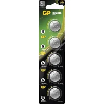 Knoflíkové lithiové baterie GP - CR2016, 3V, 5 ks