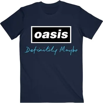 Pánské tričko Oasis Tričko Definitely Maybe Text Logo Unisex Navy Blue L