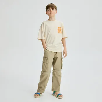 Chlapecké kalhoty Reserved - Bavlněné kalhoty 2v1 - béžová - 234CJ-80X - 234CJ-80X-140