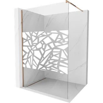 Mexen Kioto sprchová stěna Walk-in 120 x 200 cm, bílý vzor 8 mm, růžové zlato - 800-120-101-60-85 Sprchové stěny