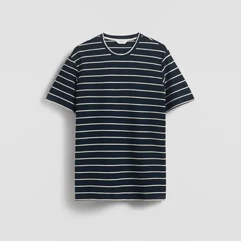 Pánské tričko Reserved - Pruhované tričko regular - ocelově modrá - WC955-95X - WC955-95X-XXL