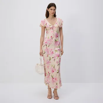 Dámské šaty Reserved - Maxi šaty s květinový vzorem - vícebarevná - 508GE-MLC - 508GE-MLC-M