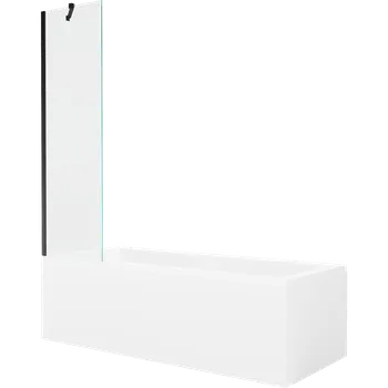 Vana Mexen Cubik obdélníková vana 150 x 70 cm s krytem a 1-křídlovým paravánem 50 cm, transparentní, černá Vany se zástěnou
