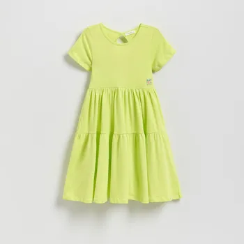Dívčí šaty Reserved - Šaty s výstřihem na zádech - žlutozelená - 586EX-71X - 586EX-71X-158