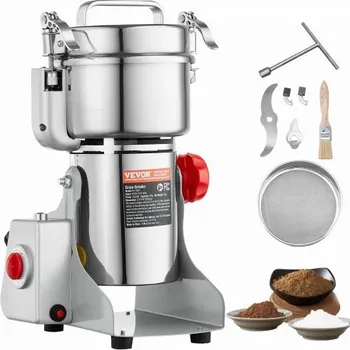 Kuchyňský mlýnek VEVOR 500g elektrický mlýnek na obilí, vysokorychlostní 2000W komerční mlýnky na koření, nerezový drtič na prášek, na suchá zrna, koření, obiloviny, kávu, kukuřici, pepř, kyvný typ