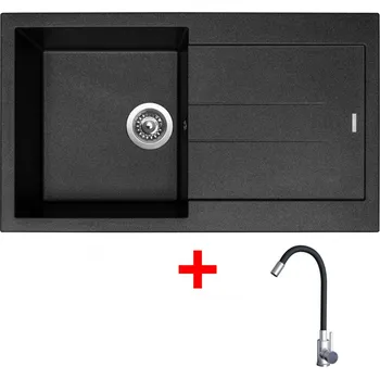 Granitový dřez Sinks AMANDA 860 Metalblack + Elasta nerez/černá