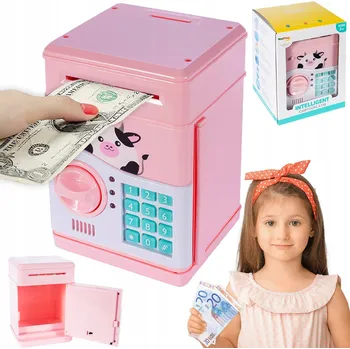 Pokladnička Růžová pokladnička prasátko ve tvaru trezoru