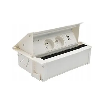 Elektrická zásuvka MEDIAPORT kancelářská zásuvka 2 zásuvky + USB, kabel 10 cm, bílá SIMON480