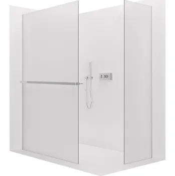 CERANO - Sprchová zástěna Walk-in Crystal T L/P - 8 mm - bezvzpěrový systém + polička/držák na ručníky - chrom, mléčné sklo - 70x70x200 cm