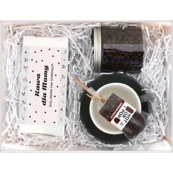 Dárkový potravinový koš VELKÝ DÁRKOVÝ BOX KE DNI MATEK KÁVA ŠÁLEK LÍZÁTKO ČOKOLÁDOVÉ