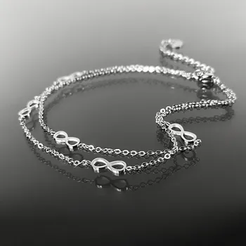 Řetízek Ocelový dvojitý řetízek na nohu s motivem nekonečna č. 1031