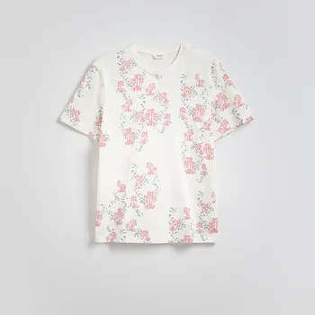 Pánské tričko Reserved - Tričko regular s potiskem - bílá - WC950-00X - WC950-00X-XL