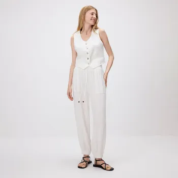 Reserved - Kalhoty joggers s příměsí viskózy - krémová - YT286-01X - YT286-01X-M