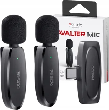 IP kamera Yesido KR13 Mikrofon MEMS 2ks na Klips Type-C, Wireless 2.4GHz, BLACK/C