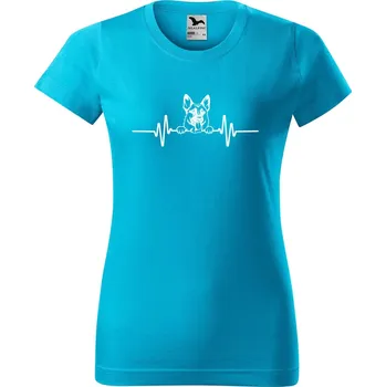 Dámské tričko Dámské tričko s potiskem Tep srdce vlčák Barva trička: Tyrkysová - 44, Velikost: XS