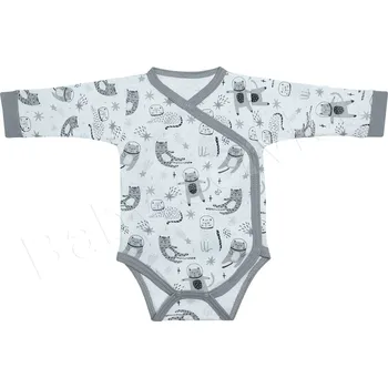 Body dlouhý rukáv zavinovací Kočky Baby Service šedé