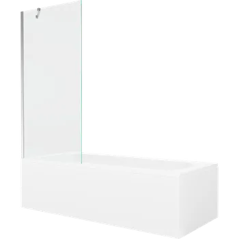 Vana Mexen Vega obdélníková vana 180 x 80 cm s krytem a 1-křídlovou zástěnou 80 cm, průhledná, chrom - 550118080X9508000001 Vany se zástěnou