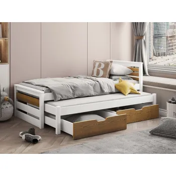 Ložnice Dvoulůžková dětská postel Farik 80, Barva:: bílá / dub MIRJAN 5903211414978