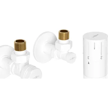 Radiátor Mexen G05 úhlová termostatická sada s krytem R, bílá - W901-958-904-20 Připojovací sady