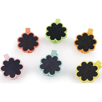 Dřevěné kolíčky s tabulkou - hvězda, srdce, květ - 3 mix květ