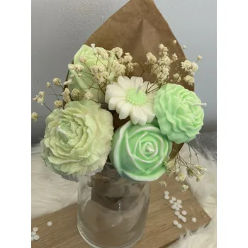 Svíčka Kytice - velká Barva: Zelená, Vůně: Třešeň & Mandle