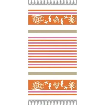 Osuška Plážová osuška DELTA, MOŘE PROUŽKY, oranžová, froté, 90x170cm