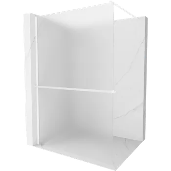 Mexen Kioto+ sprchová stěna s policí Walk-in 110 x 200 cm, matná, bílá - 800-110-121-20-30 Sprchové stěny