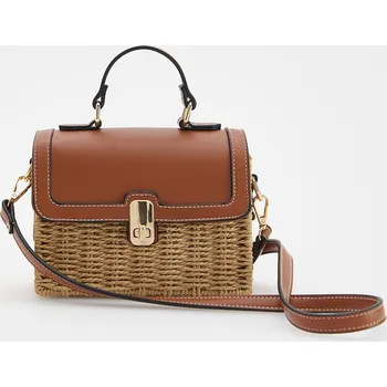 Reserved - Kabelka boxového tvaru s páskem - hnědá - 411CN-88X - 411CN-88X-ONE