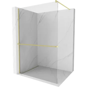 Mexen Kioto+ sprchová zástěna s policí Walk-in 90 x 200 cm, transparentní, zlatá kartáčovaná - 800-090-121-55-00 Sprchové stěny