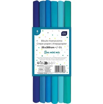 Speciální papír Interdruk Krepový papír Mix Mini 6ks Sea 200x25cm
