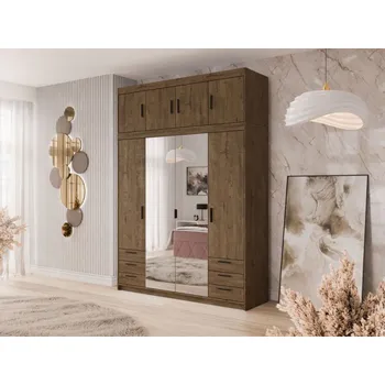 Nábytek Zrcadlová skříň Melen 4D6S + nástavec, Barva: dub lefkas MIRJAN 5903211403903