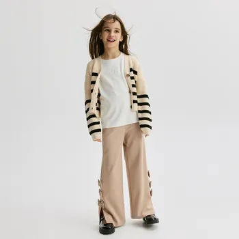 Dívčí oblečení Reserved - Kalhoty s mašlemi - béžová - 844CY-80X - 844CY-80X-164