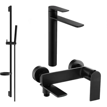 Vodovodní baterie Mexen Zero DS70 vanová sada, černá - 7113DS70-70 Bateriové soupravy