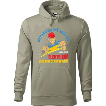 Pánská mikina Pánská mikina s potiskem Jsem elektrikář Velikost (muž): 3XL, Vyberte barvu: Světlá khaki