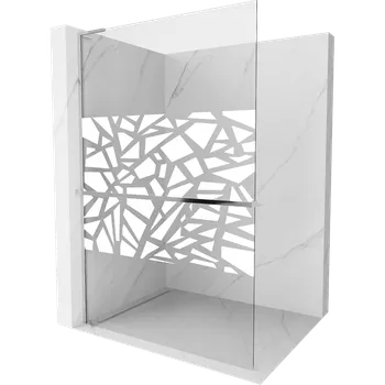 Mexen Kioto+ L sprchová stěna s poličkou Walk-in 70 x 200 cm, bílý vzor, chrom - 800-070-123-01-85 Sprchové stěny